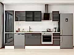 Alvinka 300X210 Cm High Gloss Mutfak Dolabı Mb-E90B50S40-3 High Gloss | Antrasit - Suntalam