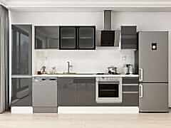 Alvinka 300X210 Cm High Gloss Mutfak Dolabı Mb-E90B50S40-3 High Gloss | Antrasit - Mdf