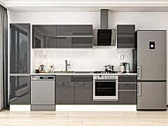 Alvinka 305X210 Cm High Gloss Mutfak Dolabı Mb-E90B50S45-2 High Gloss | Antrasit - Suntalam