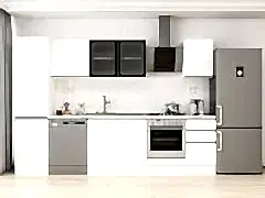 Alvinka 305X210 Cm High Gloss Mutfak Dolabı Mb-E90B50S45-3 High Gloss | Beyaz - Suntalam