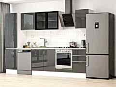 Alvinka 305X210 Cm High Gloss Mutfak Dolabı Mb-E90B50S45-3 High Gloss | Antrasit - Suntalam