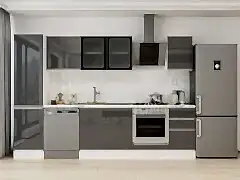 Alvinka 305X210 Cm High Gloss Mutfak Dolabı Mb-E90B50S45-3 High Gloss | Antrasit - Mdf