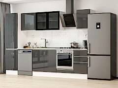 Alvinka 305X210 Cm High Gloss Mutfak Dolabı Mb-E90B50S45-3 High Gloss | Antrasit - Mdf