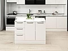 Alvinka 120 Cm Düz Ada Mutfak Dolabı Beyaz Beyaz