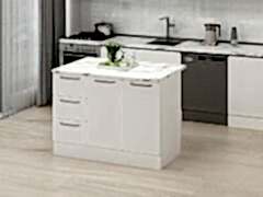 Alvinka 120 Cm Düz Ada Mutfak Dolabı Beyaz Beyaz