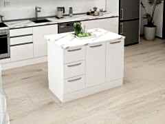 Alvinka 120 Cm Düz Ada Mutfak Dolabı Beyaz Beyaz