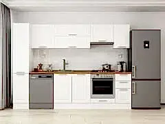 Alvinka 290X210 Cm Klasik Mebran Mutfak Dolabı Mb-E90B40S40-1 Mebran | Beyaz - Suntalam