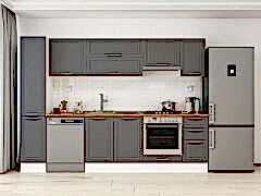 Alvinka 290X210 Cm Klasik Mebran Mutfak Dolabı Mb-E90B40S40-1 Mebran | Antrasit - Mdf