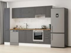 Alvinka 290X210 Cm Klasik Mebran Mutfak Dolabı Mb-E90B40S40-1 Mebran | Antrasit - Mdf