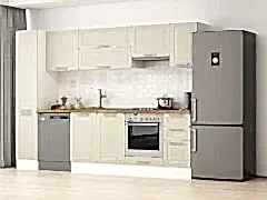 Alvinka 290X210 Cm Klasik Mebran Mutfak Dolabı Mb-E90B40S40-1 Mebran | Kumtaşı - Mdf