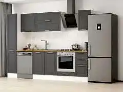 Alvinka 290X210 Cm Klasik Mebran Mutfak Dolabı Mb-E90B40S40-2 Mebran | Antrasit - Suntalam