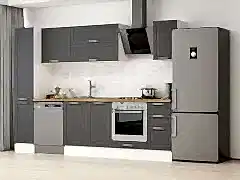 Alvinka 290X210 Cm Klasik Mebran Mutfak Dolabı Mb-E90B40S40-2 Mebran | Antrasit - Mdf