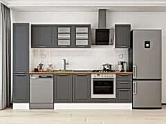 Alvinka 290X210 Cm Klasik Mebran Mutfak Dolabı Mb-E90B40S40-3 Mebran | Antrasit - Mdf