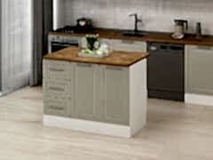 Alvinka 120 Cm Mbr_C Ada Mutfak Dolabı Beyaz Kumtaşı Mdf