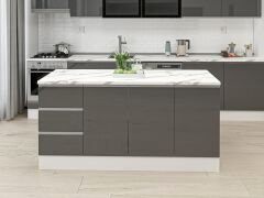 Alvinka 180 Cm Hg_J Ada Mutfak Dolabı Beyaz Antrasit Suntalam