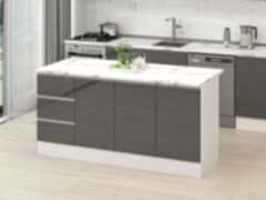 Alvinka 180 Cm Hg_J Ada Mutfak Dolabı Beyaz Antrasit Mdf