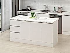 Alvinka 180 Cm Hg_J Ada Mutfak Dolabı Beyaz Beyaz Suntalam