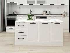 Alvinka 180 Cm Mbr_A Ada Mutfak Dolabı Beyaz Beyaz Mdf