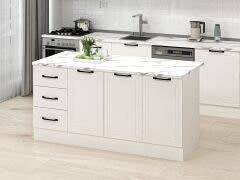 Alvinka 180 Cm Mbr_A Ada Mutfak Dolabı Beyaz Beyaz Mdf