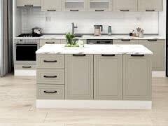 Alvinka 180 Cm Mbr_A Ada Mutfak Dolabı Beyaz Kumtaşı Mdf