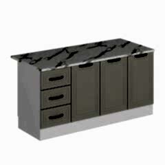 Alvinka 180 Cm Mbr_A Ada Mutfak Dolabı Beyaz Kumtaşı Mdf