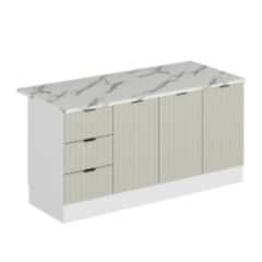 Alvinka 180 Cm Mbr_B Ada Mutfak Dolabı Beyaz Kumtaşı Suntalam