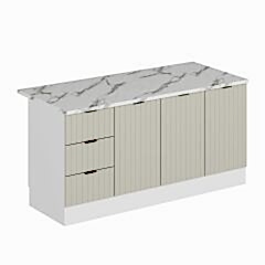 Alvinka 180 Cm Mbr_B Ada Mutfak Dolabı Beyaz Kumtaşı Mdf