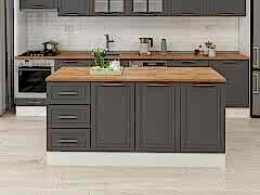 Alvinka 180 Cm Mbr_C Ada Mutfak Dolabı Beyaz Antrasit Mdf