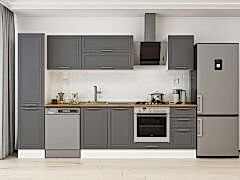 Alvinka 300X210 Cm Klasik Mebran Mutfak Dolabı Mb-E90B45S45-2 Mebran | Antrasit - Suntalam