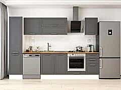 Alvinka 300X210 Cm Klasik Mebran Mutfak Dolabı Mb-E90B45S45-2 Mebran | Antrasit - Mdf