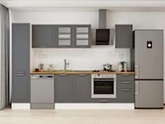 Alvinka 300X210 Cm Klasik Mebran Mutfak Dolabı Mb-E90B45S45-3 Mebran | Antrasit - Suntalam