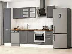 Alvinka 300X210 Cm Klasik Mebran Mutfak Dolabı Mb-E90B45S45-3 Mebran | Antrasit - Suntalam