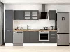 Alvinka 300X210 Cm Klasik Mebran Mutfak Dolabı Mb-E90B45S45-3 Mebran | Antrasit - Mdf