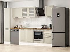 Alvinka 300X210 Cm Klasik Mebran Mutfak Dolabı Mb-E90B45S45-3 Mebran | Kumtaşı - Mdf