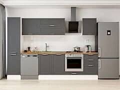 Alvinka 305X210 Cm Klasik Mebran Mutfak Dolabı Mb-E90B45S50-2 Mebran | Antrasit - Mdf