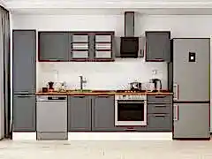 Alvinka 305X210 Cm Klasik Mebran Mutfak Dolabı Mb-E90B45S50-3 Mebran | Antrasit - Mdf