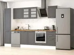 Alvinka 305X210 Cm Klasik Mebran Mutfak Dolabı Mb-E90B45S50-3 Mebran | Antrasit - Mdf