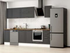 Alvinka 280X210 Cm Klasik Mebran Mutfak Dolabı M-E80S40S40-2 Mebran | Antrasit - Suntalam