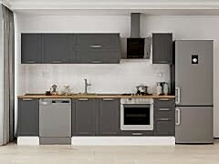 Alvinka 280X210 Cm Klasik Mebran Mutfak Dolabı M-E80S40S40-2 Mebran | Antrasit - Mdf