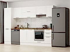 Alvinka 300X210 Cm Klasik Mebran Mutfak Dolabı Mb-E90B50S40-1 Mebran | Beyaz - Mdf