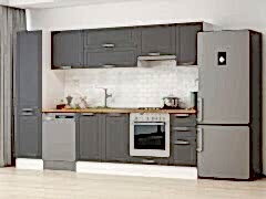 Alvinka 300X210 Cm Klasik Mebran Mutfak Dolabı Mb-E90B50S40-1 Mebran | Antrasit - Mdf