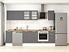 Alvinka 280X210 Cm Klasik Mebran Mutfak Dolabı M-E80S40S40-3 Mebran | Antrasit - Suntalam