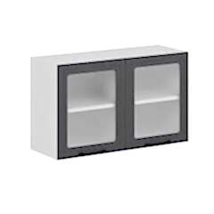 Alvinka Mutfak Modül Mbr_A Üst 2Dk1R 100-H60Cm Dolap Cam Beyaz Antrasit Suntalam