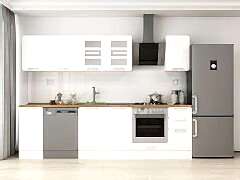 Alvinka 280X210 Cm Klasik Mebran Mutfak Dolabı M-E80S40S40-3 Mebran | Beyaz - Mdf