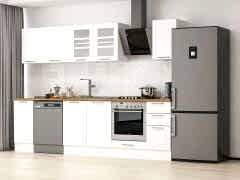 Alvinka 280X210 Cm Klasik Mebran Mutfak Dolabı M-E80S40S40-3 Mebran | Beyaz - Mdf