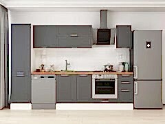 Alvinka 300X210 Cm Klasik Mebran Mutfak Dolabı Mb-E90B50S40-2 Mebran | Antrasit - Suntalam