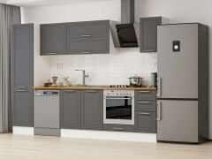 Alvinka 300X210 Cm Klasik Mebran Mutfak Dolabı Mb-E90B50S40-2 Mebran | Antrasit - Suntalam