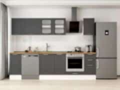 Alvinka 280X210 Cm Klasik Mebran Mutfak Dolabı M-E80S40S40-3 Mebran | Antrasit - Mdf