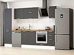 Alvinka 300X210 Cm Klasik Mebran Mutfak Dolabı Mb-E90B50S40-2 Mebran | Antrasit - Mdf