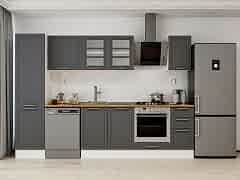 Alvinka 300X210 Cm Klasik Mebran Mutfak Dolabı Mb-E90B50S40-3 Mebran | Antrasit - Suntalam